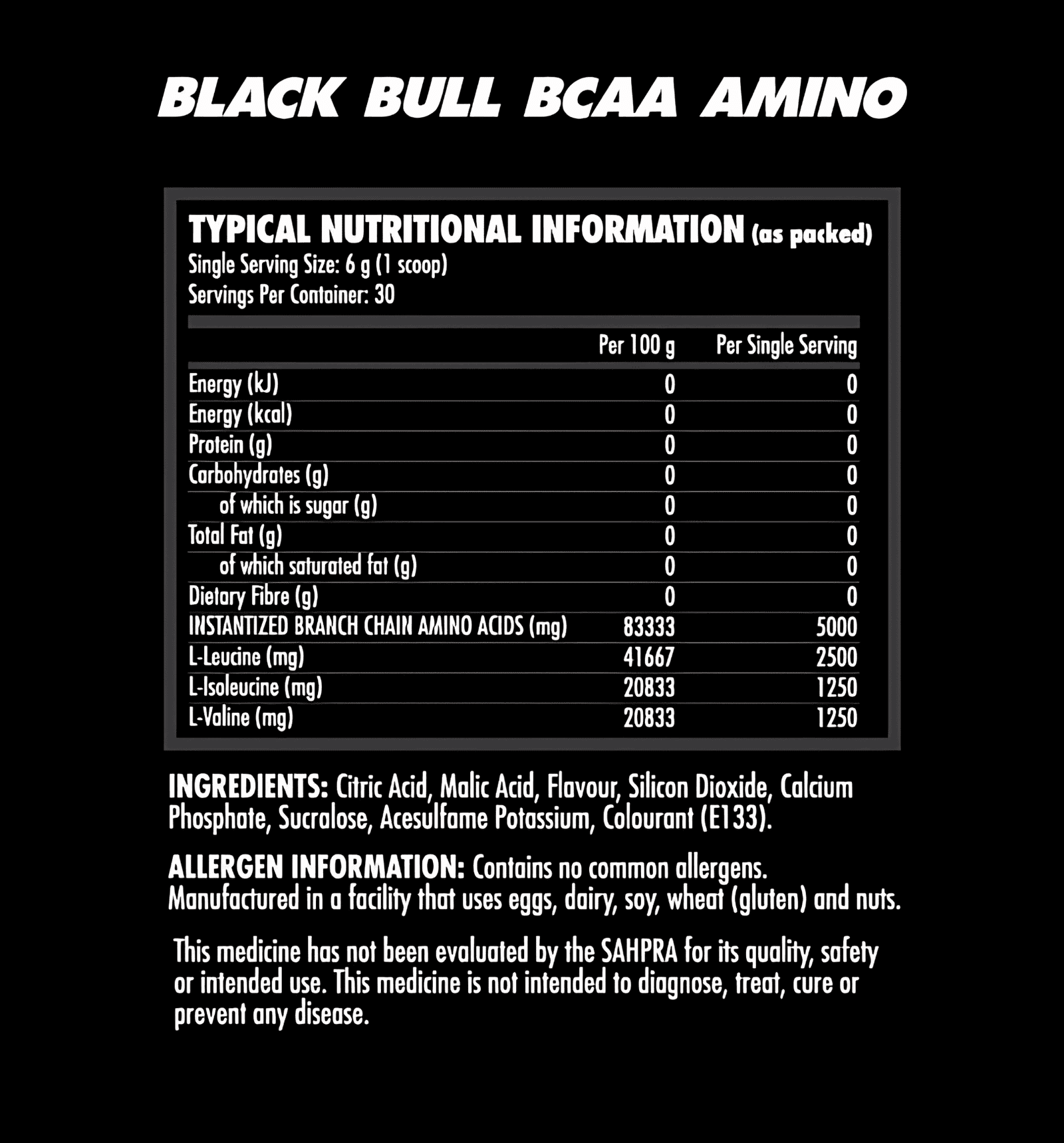 Black Bull BCAA Aminos Nutritinal