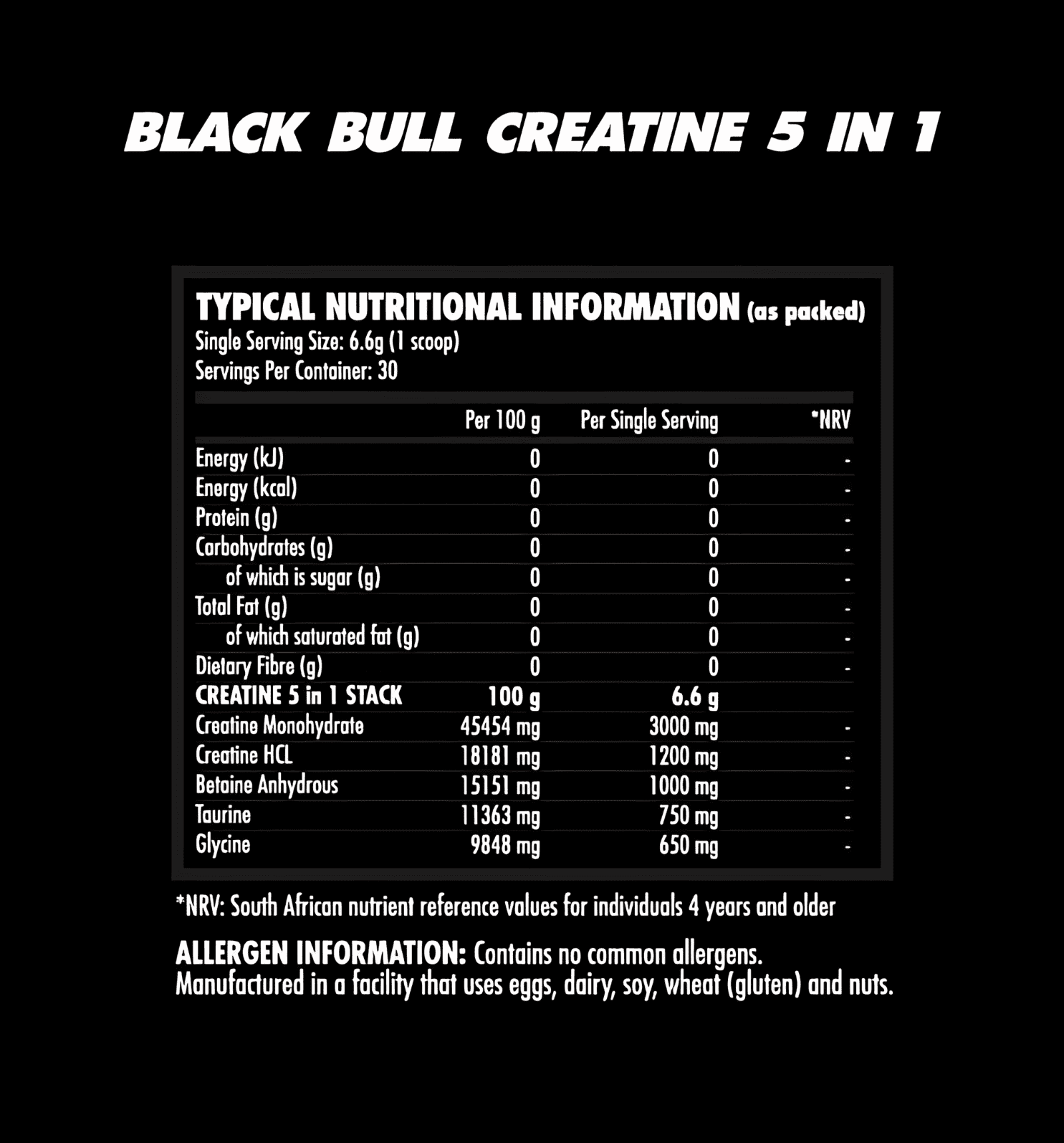 Black Bull Creatine 5 in 1 Nutritional