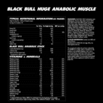 Black Bull HUGE Anabolic Muscle Nutritional Information