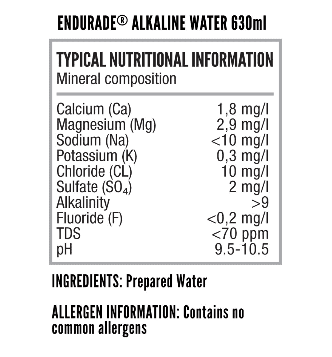 Endurade Alkaline Electrolyte Water 630ml