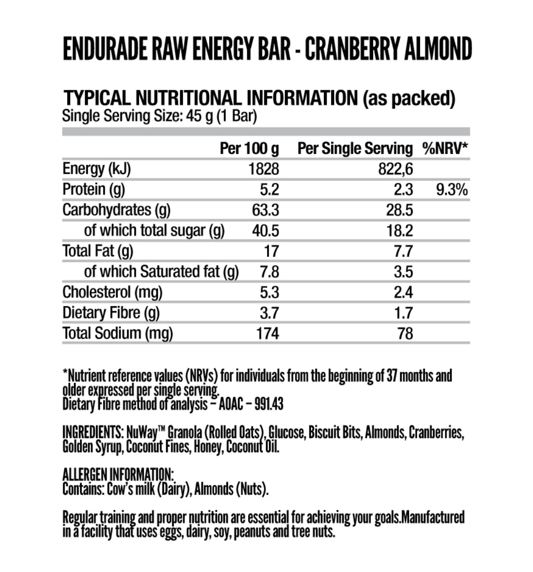 Endurade Raw Snack Bar 40g