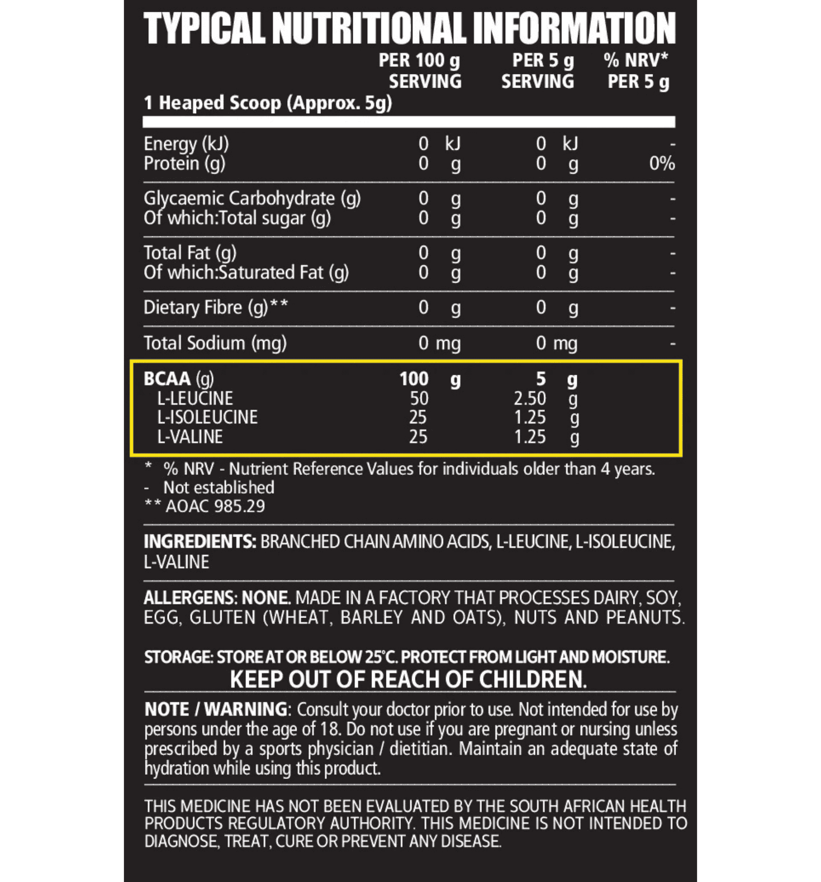NPL BCAA 5000 Information