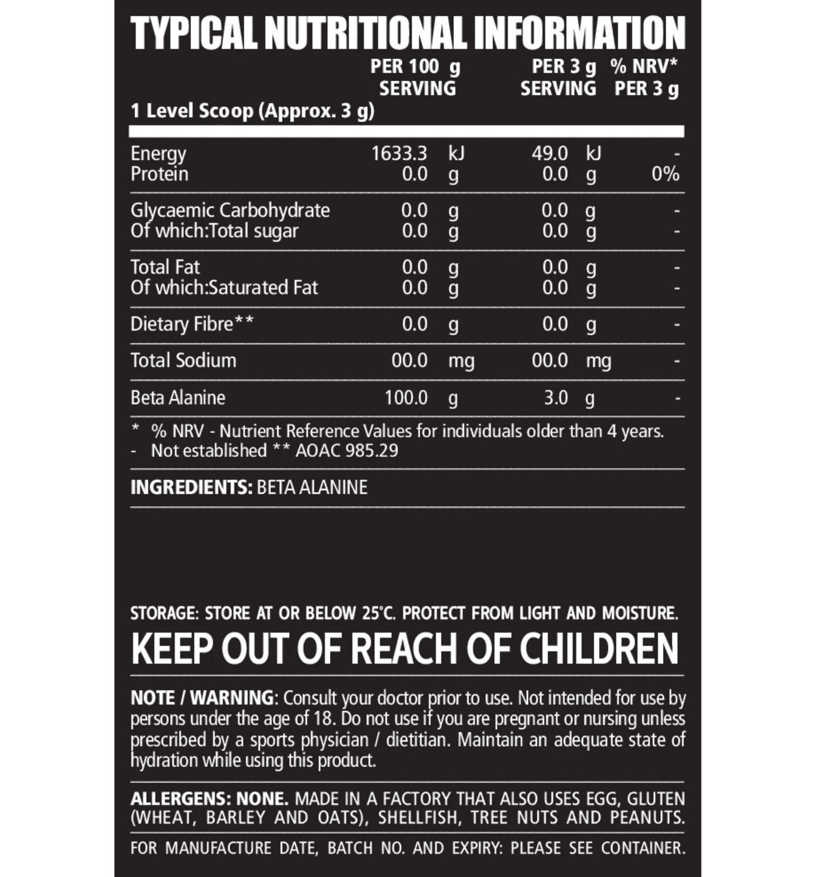 NPL Beta Alanine Information