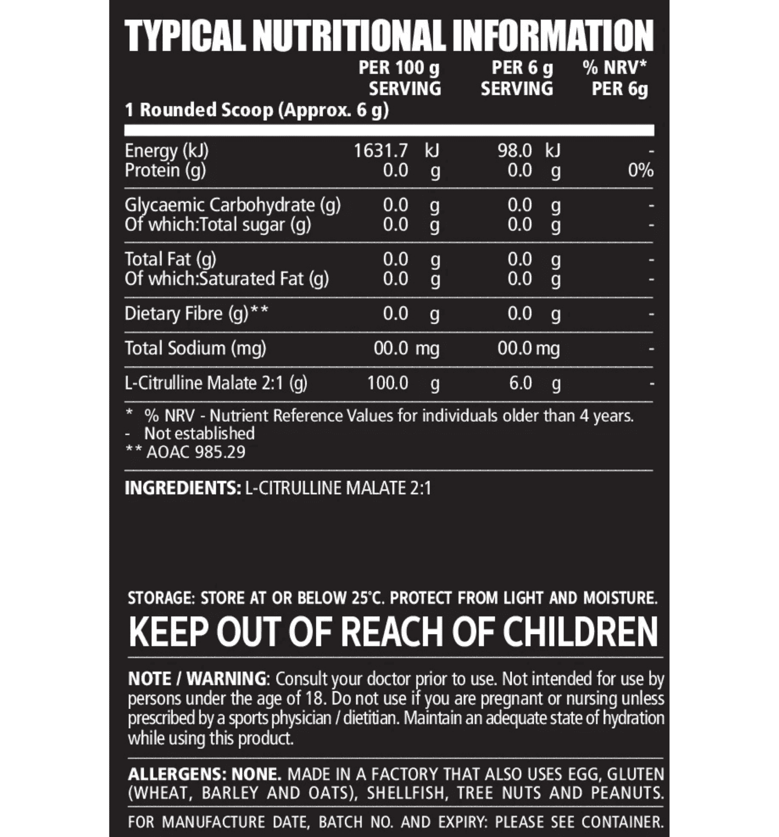 NPL Citrulline Malate Information