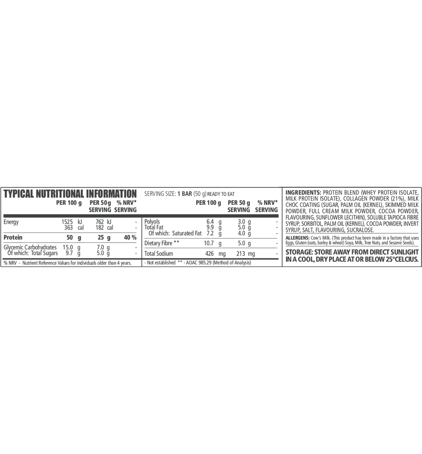 NPL Collagen Bars 16 X 50g bars Information
