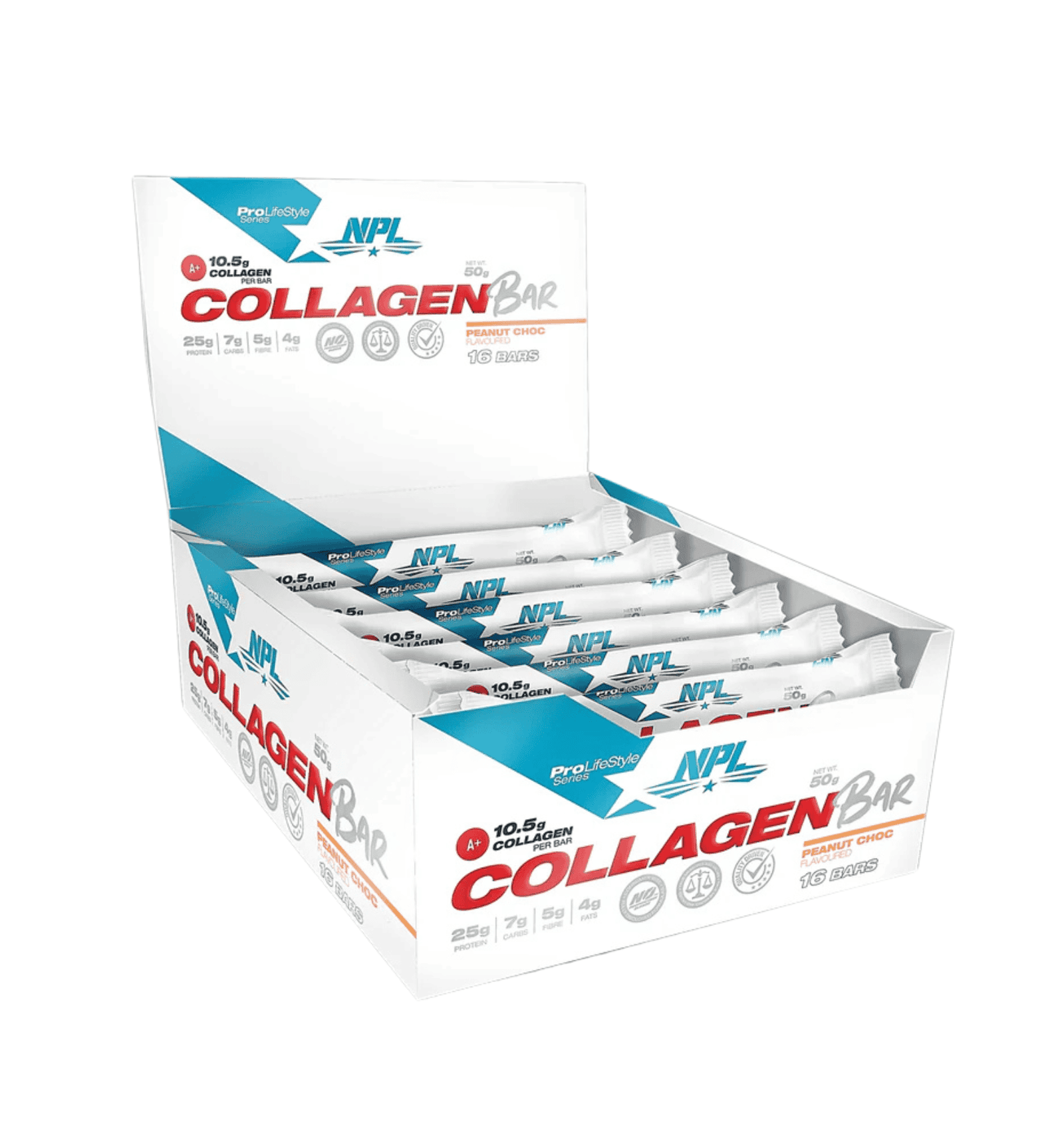 NPL Collagen Bars 16 X 50g bars Peanut Choc