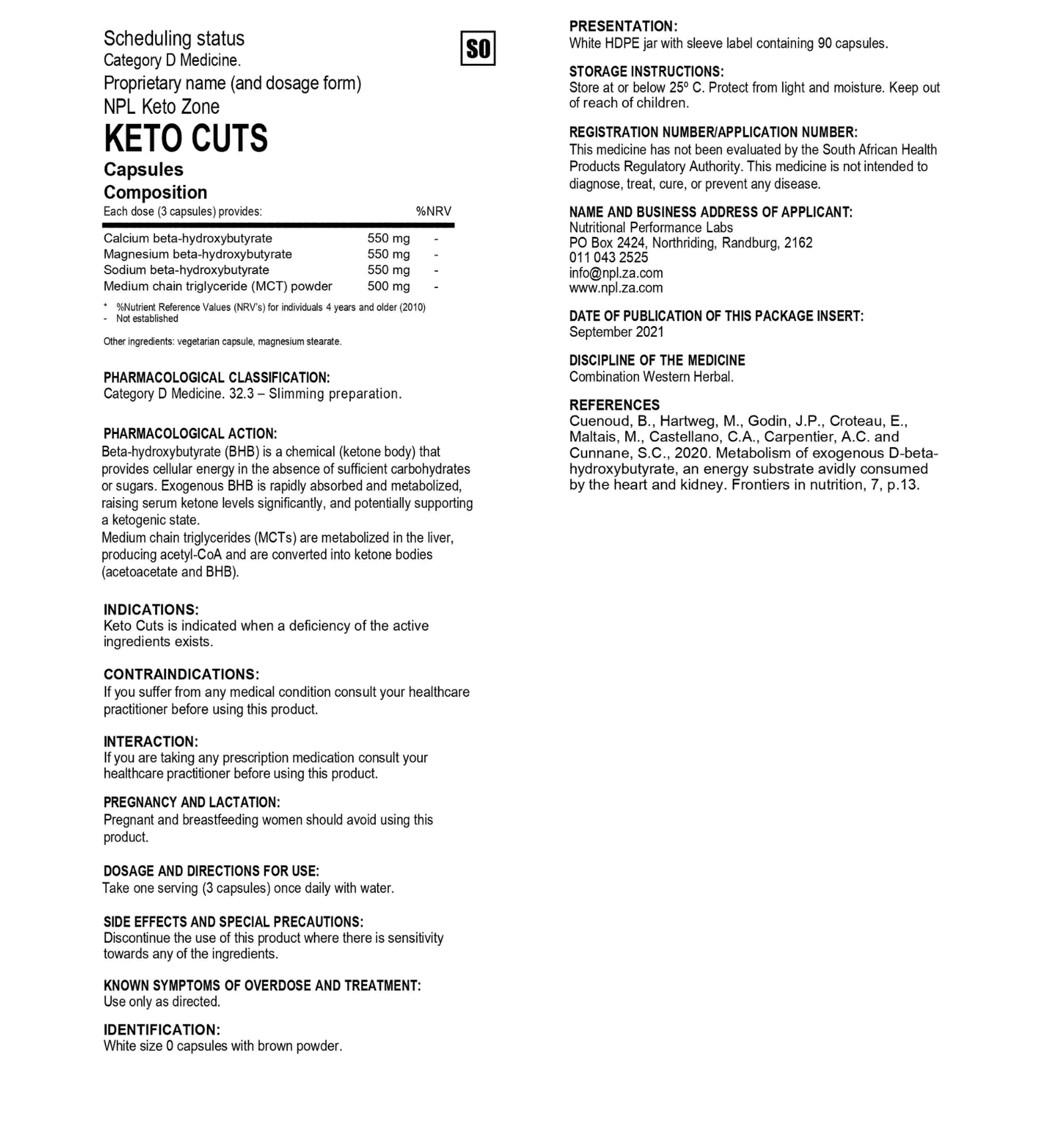 NPL Keto Cuts Information