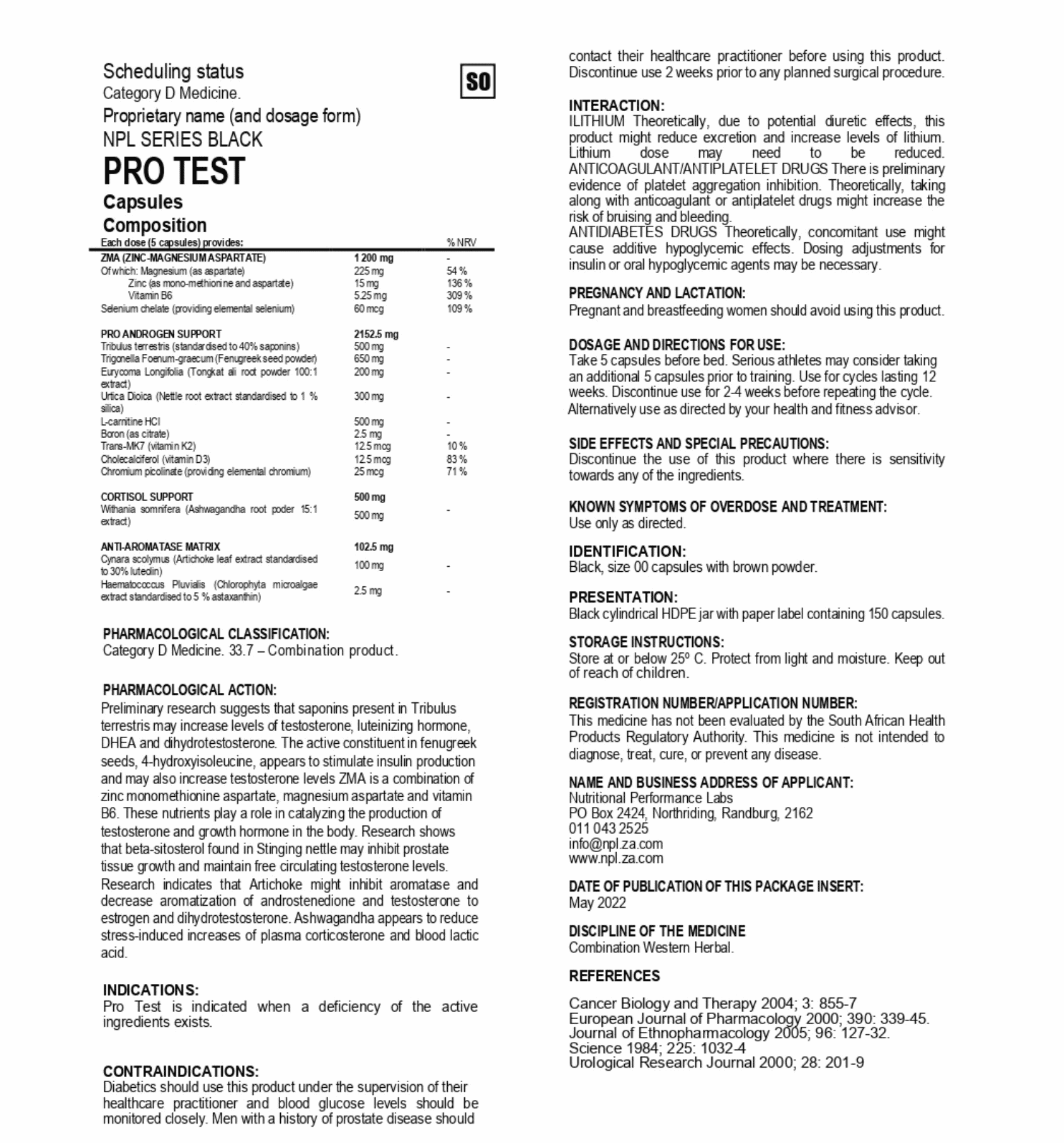 NPL Pro Test Information