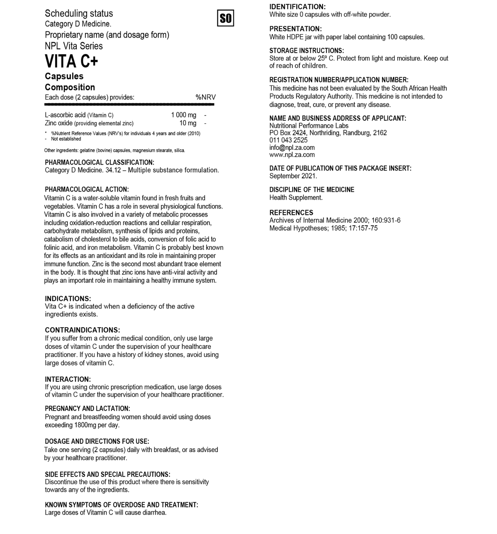 NPL Vita C Information