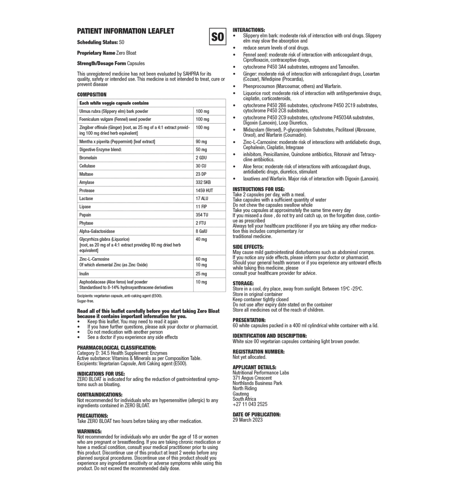 NPL Zero Bloat Information