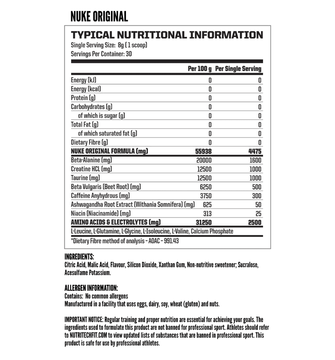 NUKE Original Pre-Workout 240g