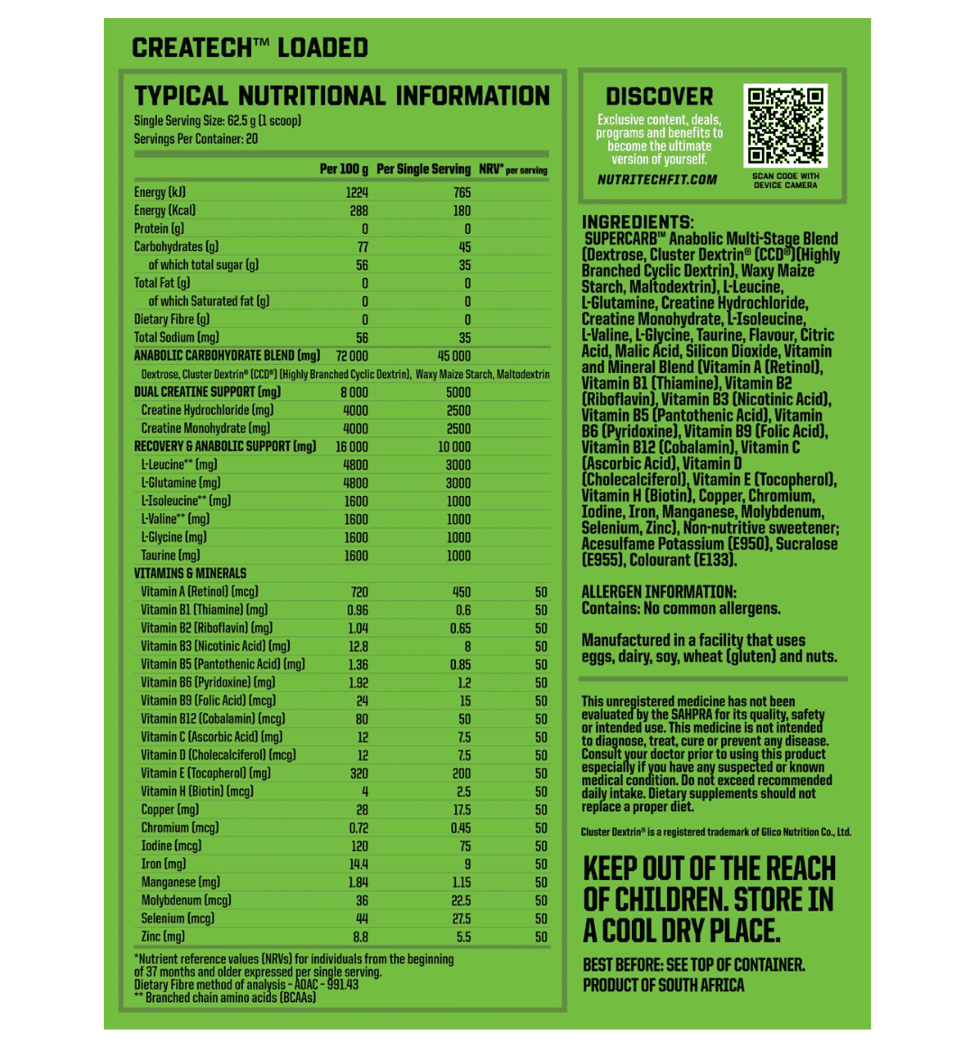 NutriTech Createch Loaded 625g