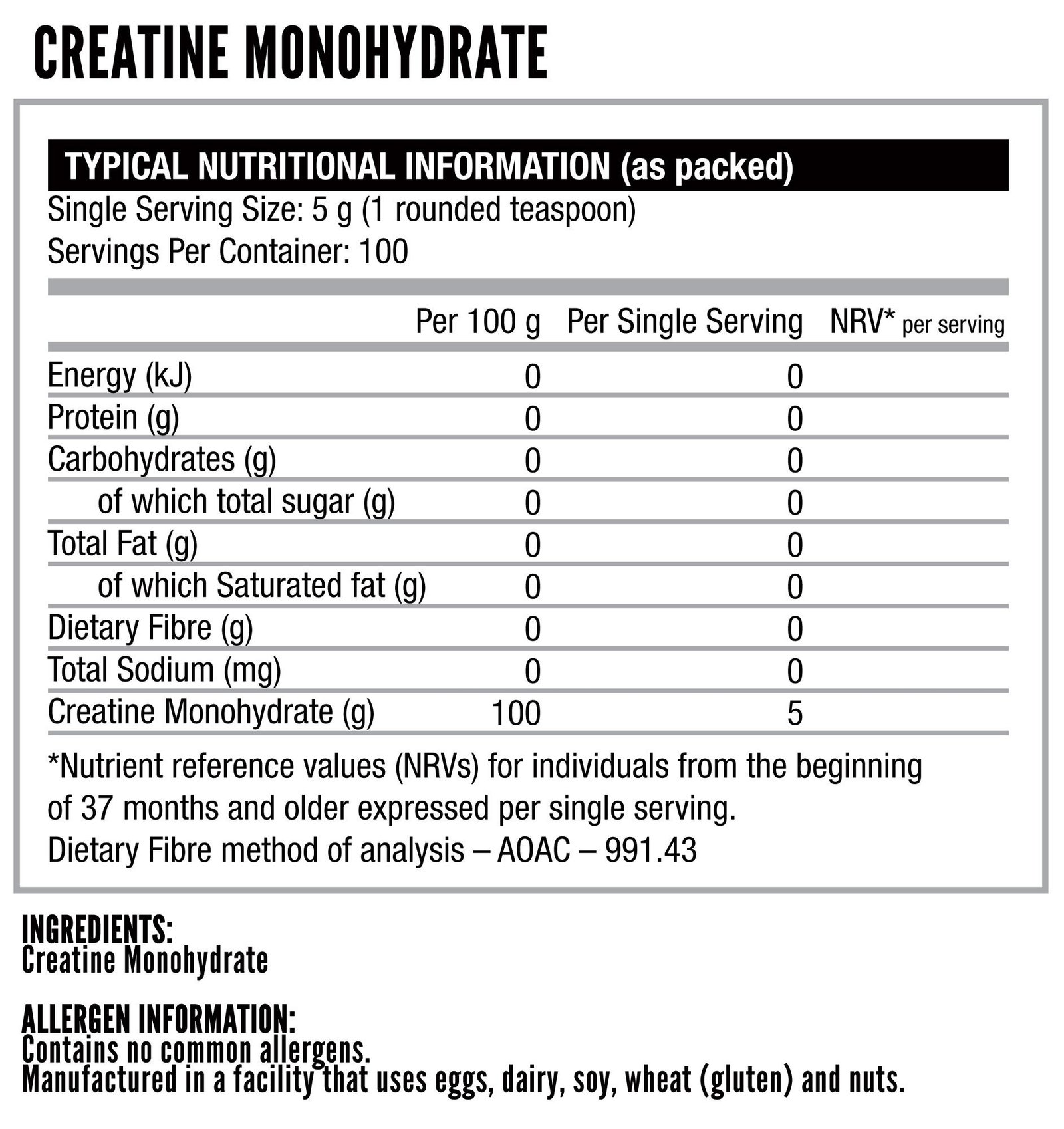 NutriTech Creatine Monohydrate 500g