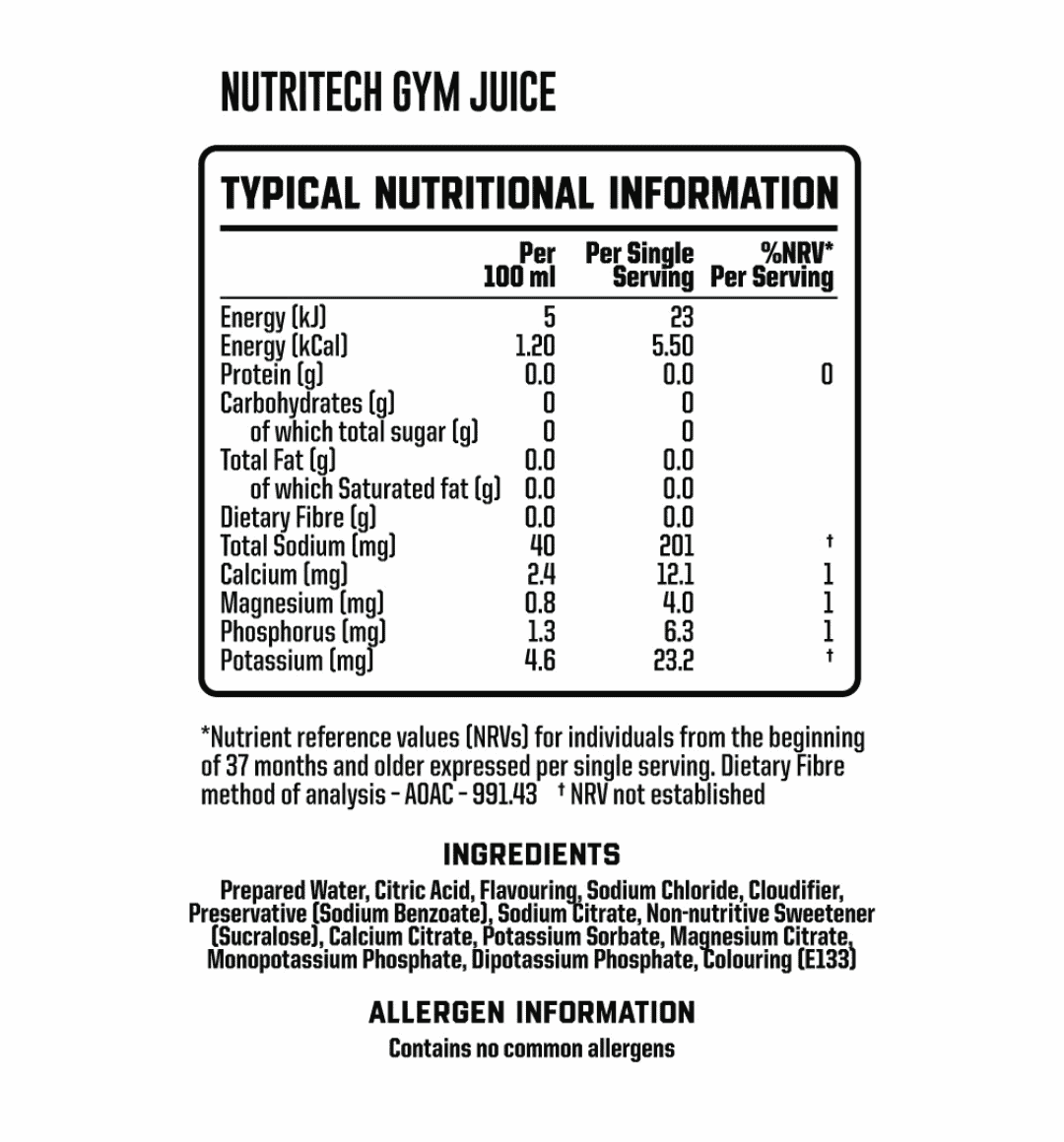 Nutritech Gym Juice Electrolyte Drink 630ml