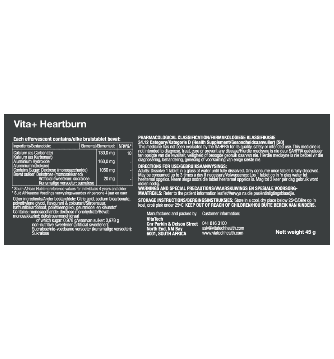 Vitatech Heartburn Relief Effervescent