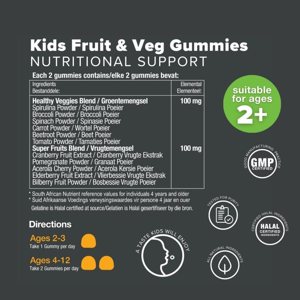 VITATECH Kids Fruit & Veg Gummies NI Panel