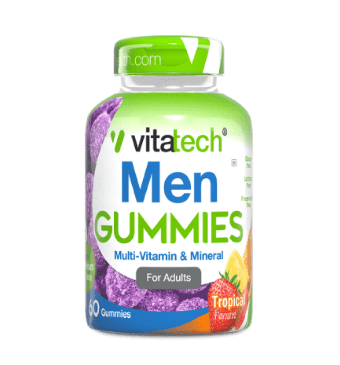 VITATECH® MEN MULTI VITAMIN GUMMIES – COMPLETE DAILY WELLNESS FOR MEN Power your performance and daily wellness with Vitatech Men Multi Vitamin & Mineral Gummies – a tasty and effective way to support your health. These tropical-flavoured gummies are designed for men’s nutritional needs, promoting energy, focus, and testosterone support. Key Features: Complete A–Zinc multivitamin formula for men 55mcg Selenium to help support mental clarity 150mcg Boron for natural testosterone support Delicious Tropical flavour – easy to take, no pills required Formulated specifically for men’s daily wellness Benefits: Boosts energy, metabolism, and immunity Supports hormonal balance and cognitive focus Contributes to strength, vitality, and active living Easy and enjoyable daily supplement SERVINGS: 60 Gummies per bottle – your daily dose of men's multivitamin in a tasty tropical gummy. Vitatech Men Multi Vitamin Gummies